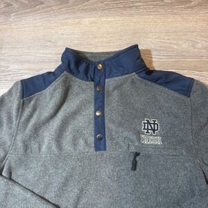 Notre Dame Fighting Irish Fleece Pullover Quarter Zip Sweatshirt Men L Navy Blue
